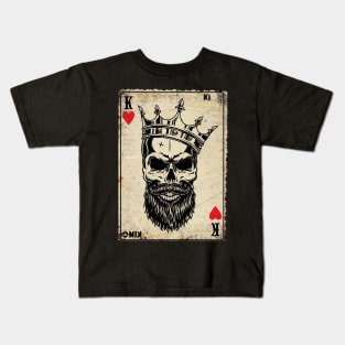 King And Queen Skull Card Hearts Flush Couple Skull Kids T-Shirt